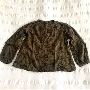Madewell Green Embroidered Blouse